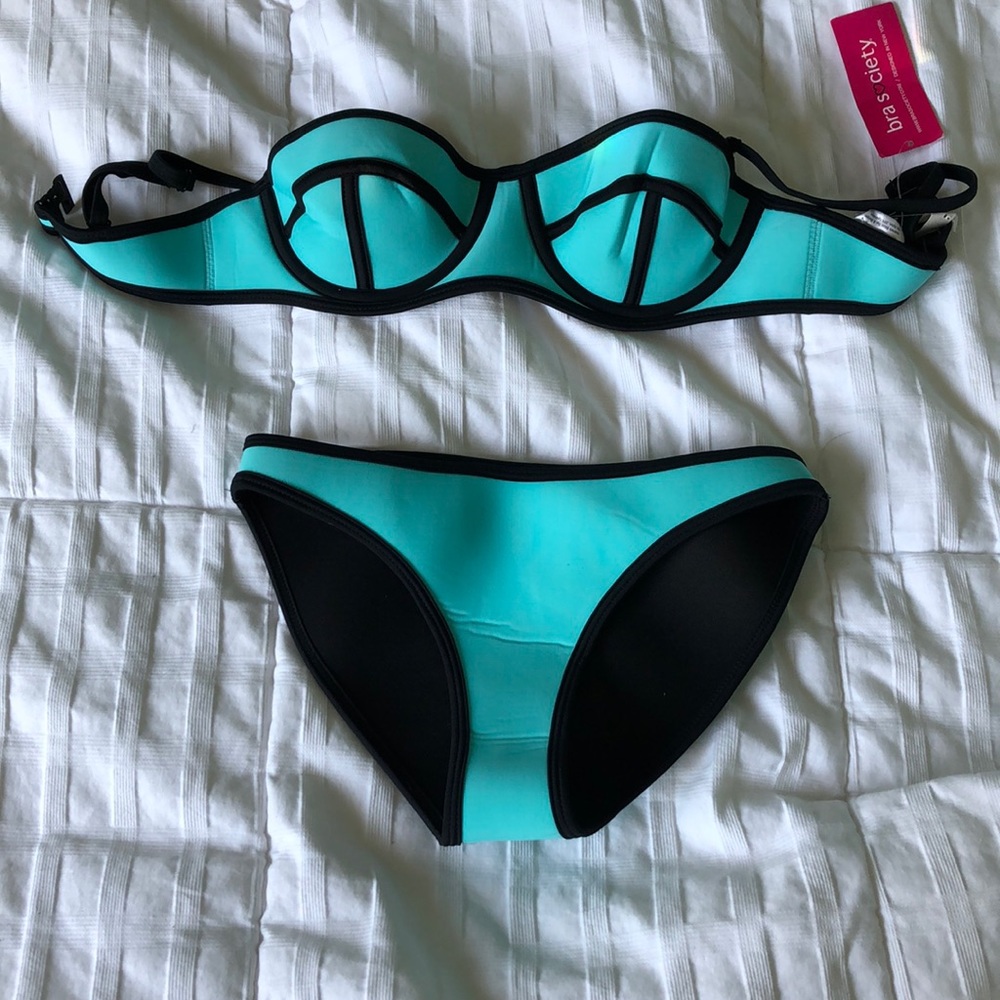Trendy turquoise two piece bikini